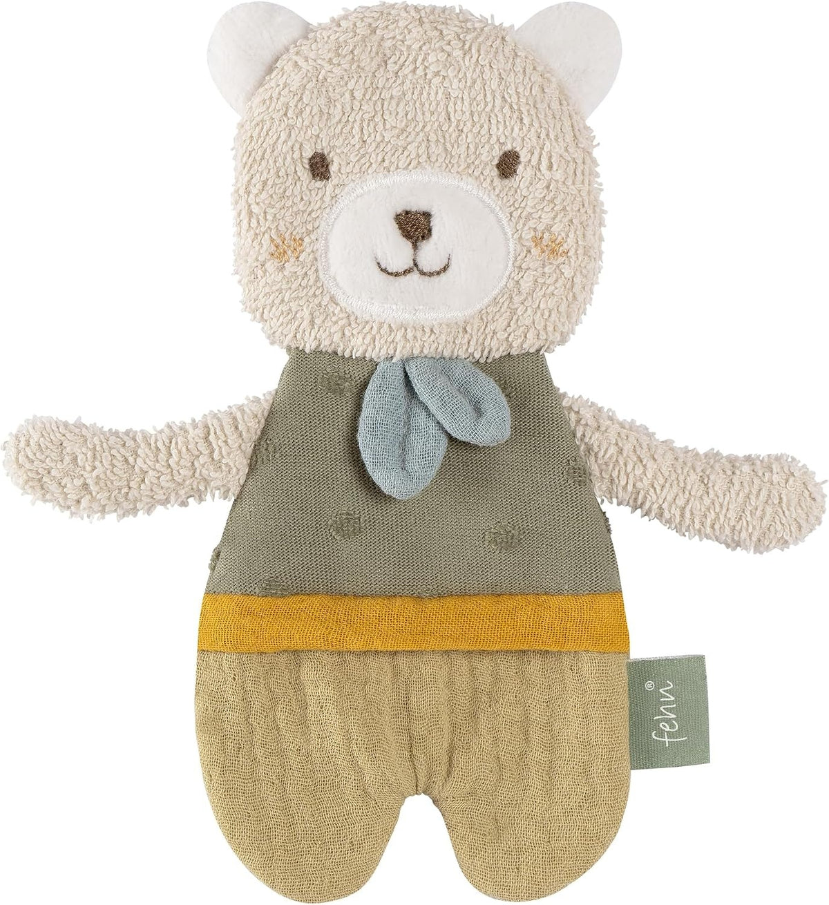 FEHN Natur raschelnder Greifling aus Bio-Baumwolle BÄR 17 cm