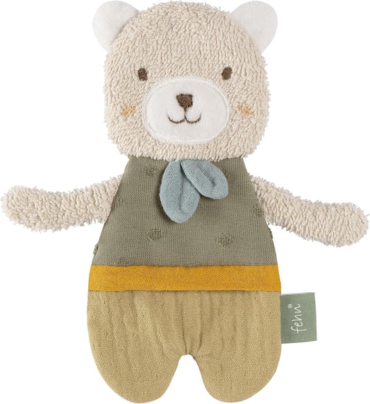 FEHN Natur raschelnder Greifling aus Bio-Baumwolle BÄR 17 cm