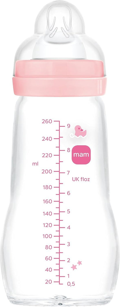 MAM Feel Good Glasflasche 260 ml Sauger 2 mittlerer Durchfluss 2 M+ ENTE
