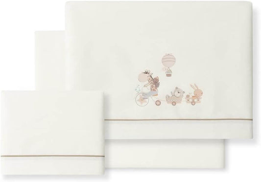 INTERBABY Bettwäsche-Set 3-teilig 60x120 / 40x60 / 103x150 + Anhänger