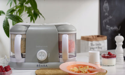 BEABA Babycook Duo ROBOT KUCHENNY 4 w 1 2200 ml, szary parowar z dwoma pojemnikami