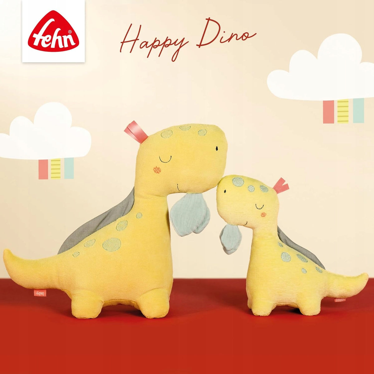 FEHN Happy Dino Schnuffeltuch DINO 30 cm Schnullerhalter