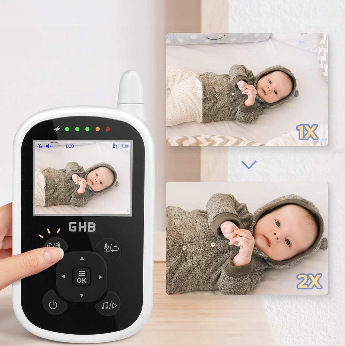 GHB UU24 Digitales Babyphone mit 2,4" LCD