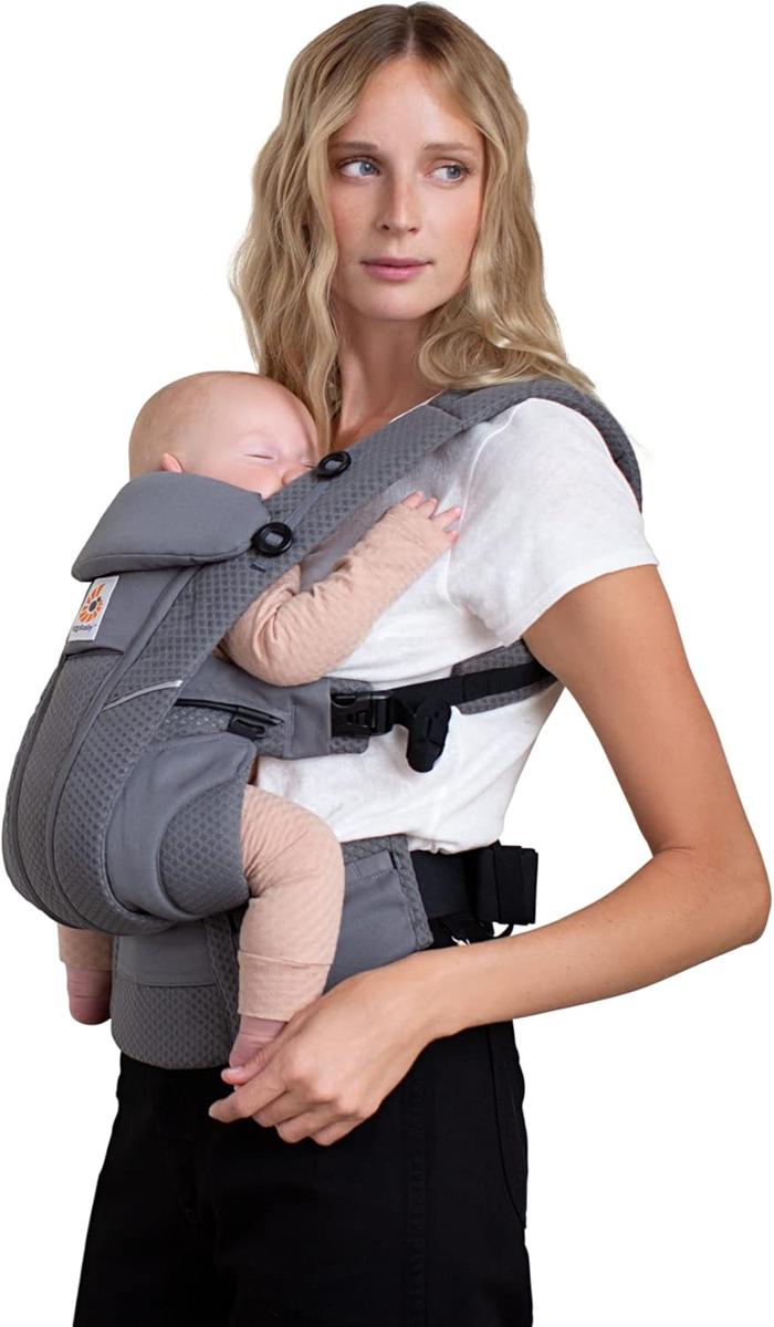 ERGOBABY OMNI BREEZE nosidełko ergonomiczne – szare nosidło dla niemowlęcia, od urodzenia, z podparciem lędźwiowym