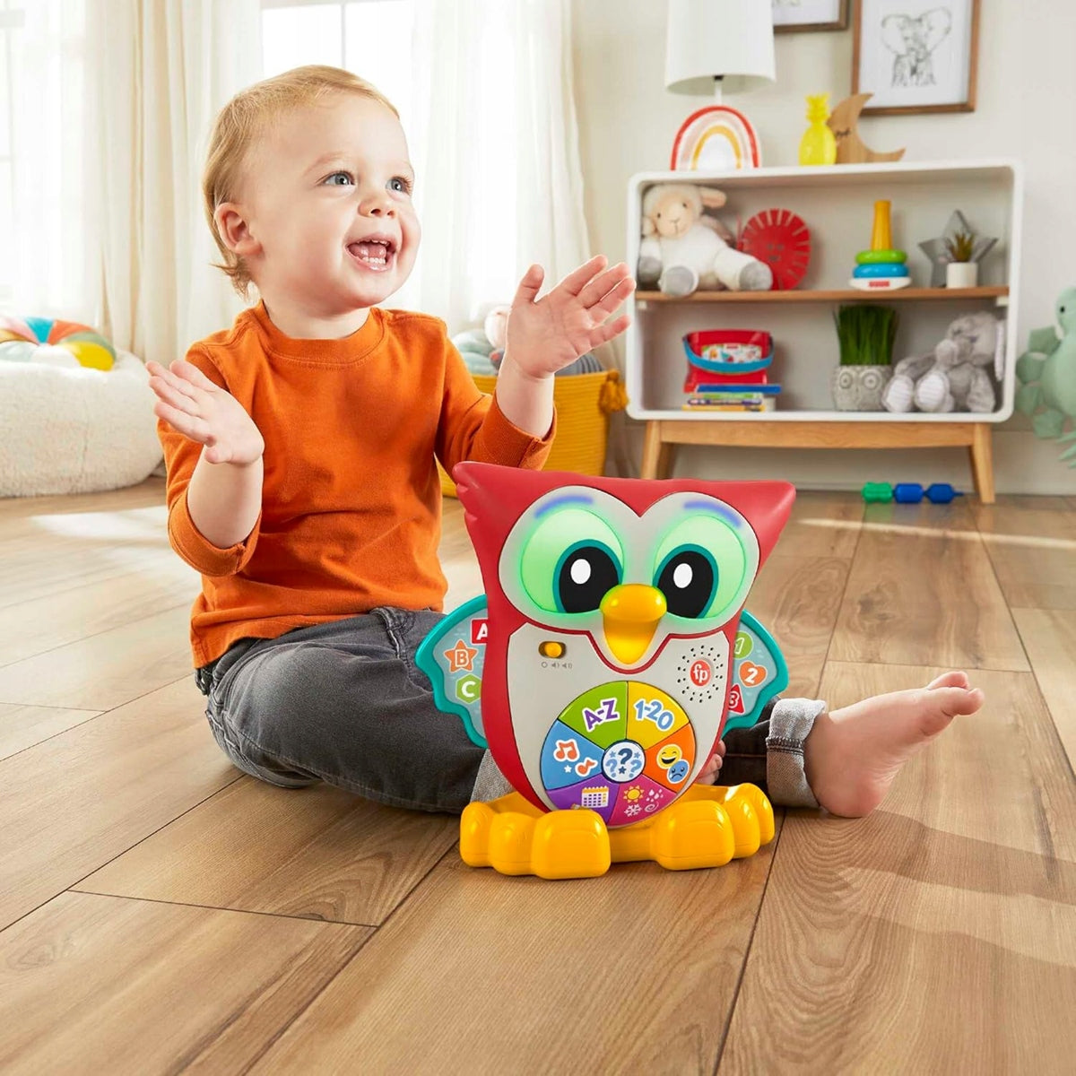 FISHER-PRICE interaktive EULE Lichter 90 Melodien Sätze DEUTSCH 18 M+