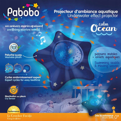 PABOBO Spokojny Ocean PROJEKTOR z melodią "O, niebieski projektor podwodnego świata z kojącymi efektami i trybami usypiania