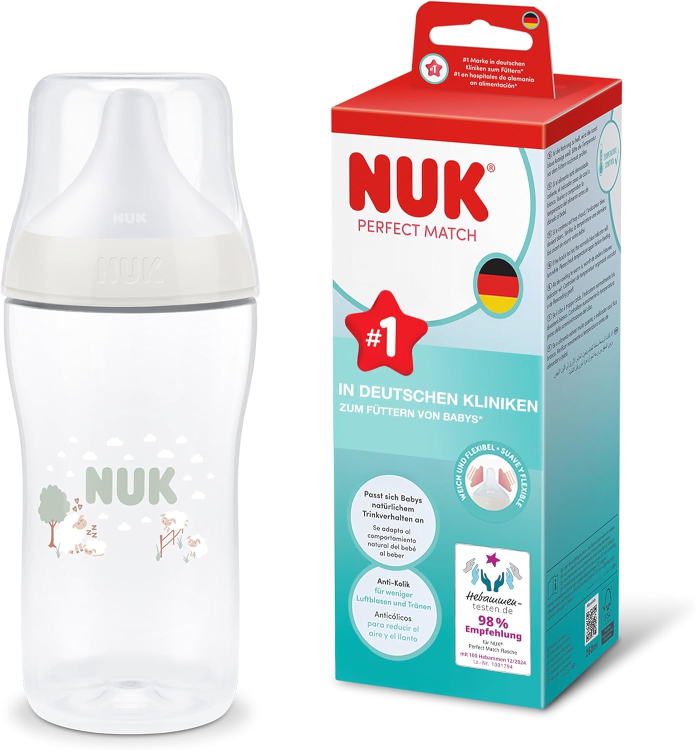 NUK Perfect Match Flasche 260 ml 3 M+ Sauger M