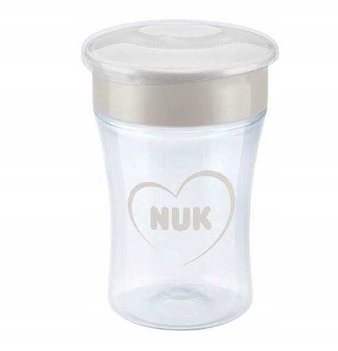 NUK Magic Cup KUBEK NIEKAPEK ustnik 360 szary kubek niekapek 230 ml z pokrywką, BPA free
