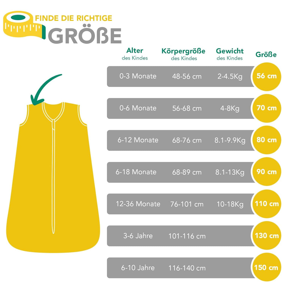 SCHLUMMERSACK Schlafsack 1TOG 150 6-10JAHRE