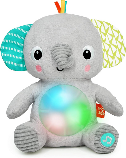 BRIGHT STARTS Huge-a-bye-Baby interaktiver Elefant mit Musik und Lichtern 20 cm