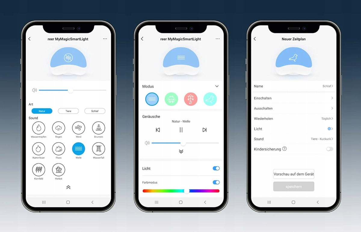 REER intelligentes Nachtlicht mit Geräuschen + Smart Life App