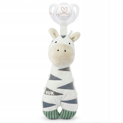 NUK Little Friend Beruhigungssauger mit Kuscheltier ZEBRA 0-6 m
