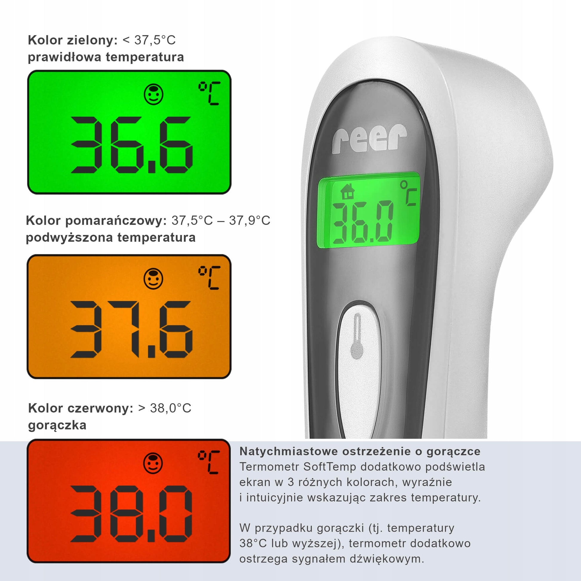 REER Colour SoftTemp termometr bezdotykowy 3w1