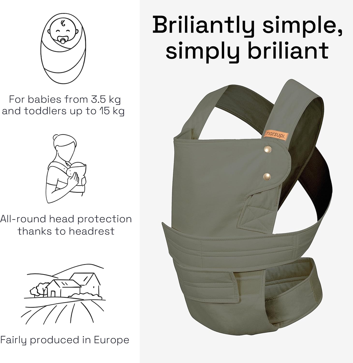 MARSUPI 2.0 ergonomische Babytrage S/M 3,5 - 15 kg