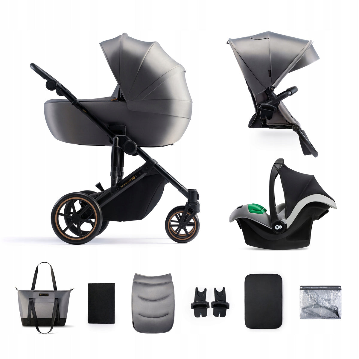 KINDERKRAFT PRIME2 PRO 3-in-1 Multifunktionskinderwagen bis 22kg + Babyschale MINK PRO