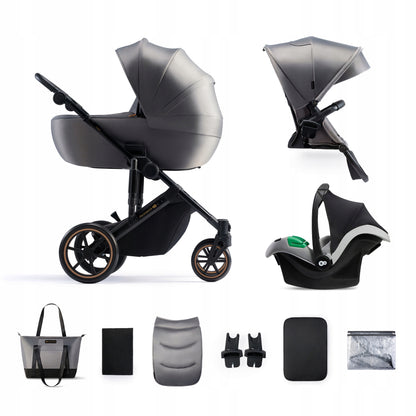KINDERKRAFT PRIME2 PRO 3-in-1 Multifunktionskinderwagen bis 22kg + Babyschale MINK PRO