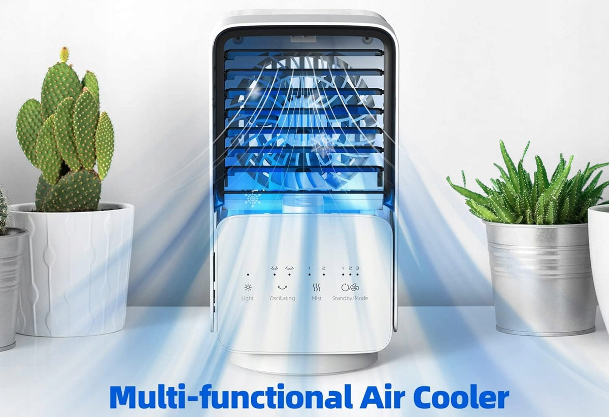 OMISOON Air Cooler Miniklimagerät 700 ml mit Touchpanel und Licht