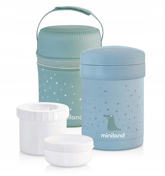 MINILAND Thermetic Speisethermos 700 ml + 2 Behälter und Hülle mit Griff