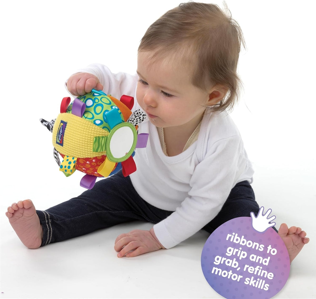 PLAYGRO Loopy Loops sensorischer Plüschball mit Spiegel und Glöckchen