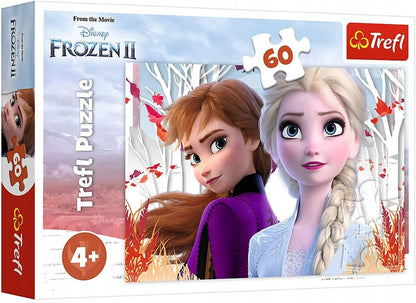 TREFL puzzle Zaczarowany Świat Anny i Elsy KRAINA LODU 60 elementów 4 lata+ z bohaterkami Frozen II