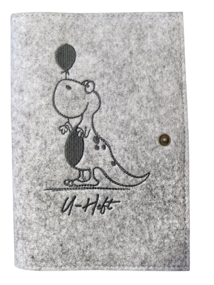 LUXDAG plstené puzdro na tehotenský preukaz DINOSAURUS, 15,5 x 23 cm