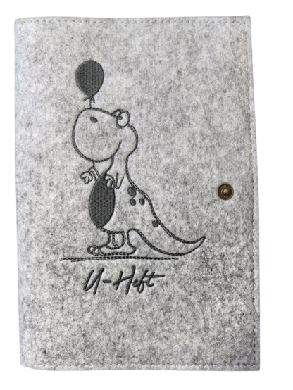 LUXDAG Filzhülle für Mutterpass DINOSAURIER 15,5 x 23 cm