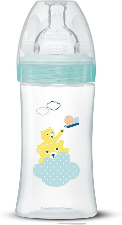 DODIE Sensation+ Flasche 270 ml Sauger Größe 2 mittlerer Durchfluss 0-6 Monate BÄR und LÖWE