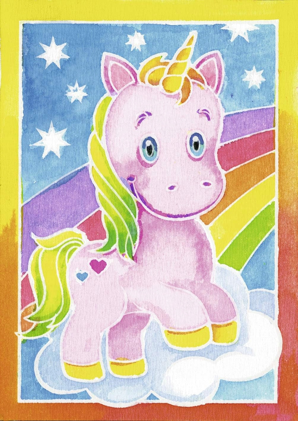 RAVENSBURGER Mixxy Colors szablon do malowania jednorożec 8,5 x 12,5 cm, kolorowy jednorożec z tęczą