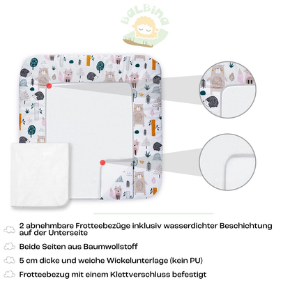 BALBINA Wickelauflage mit abnehmbarem Bezug 70x60
