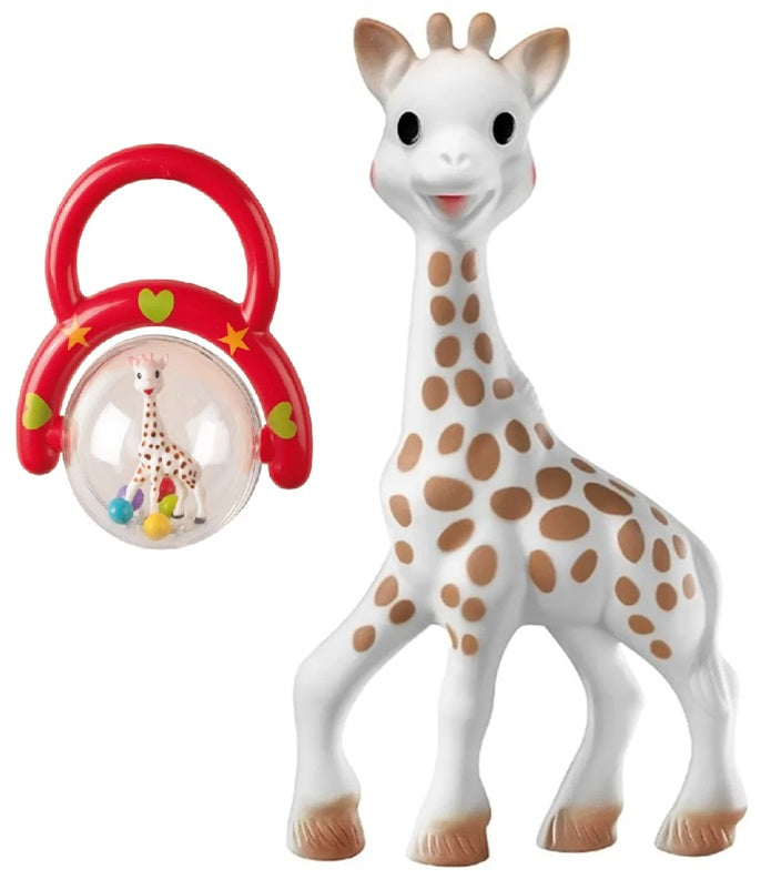 SOPHIE LA GIRAFE Set für Babys Beißring Natur + Rassel
