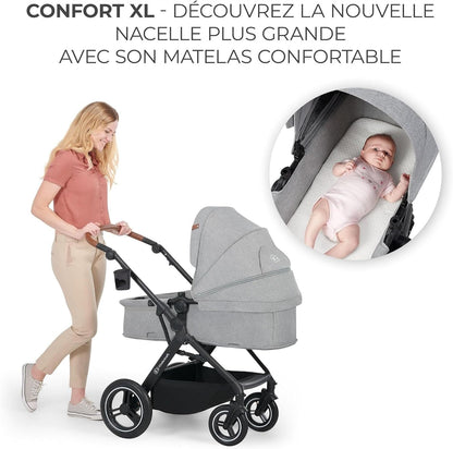 KINDERKRAFT B-TOUR 3-in-1 Multifunktionskinderwagen bis 22kg + Babyschale MINK PRO