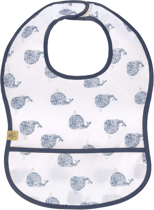 LASSIG plastic bib with hook-and-loop fastening and pocket, 6–24 months
