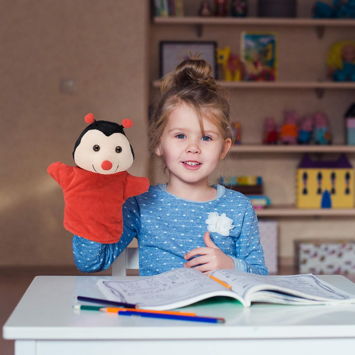 RELAXDAYS Plüsch-Handpuppen 8 Stück für Rollenspiele