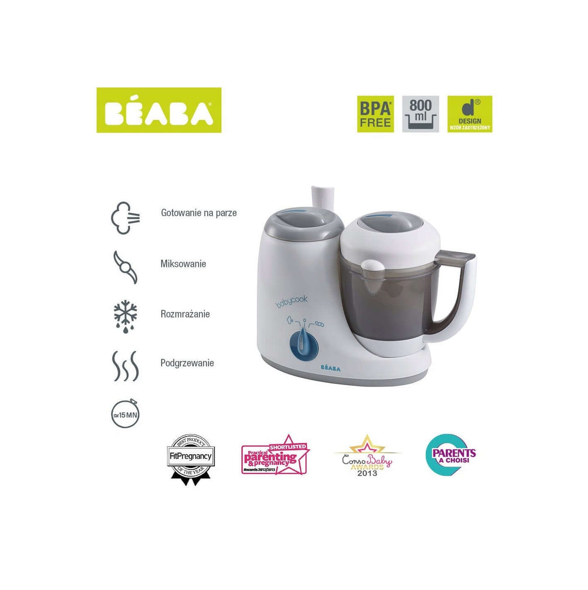 BEABA Babycook Original 4w1 ROBOT WIELOFUNKCYJNY, parowar, mikser, rozmrażacz i podgrzewacz BPA free