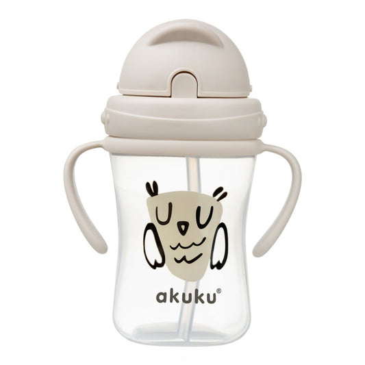 AKUKU Trinkflasche mit verstecktem Strohhalm 300ml 9M+