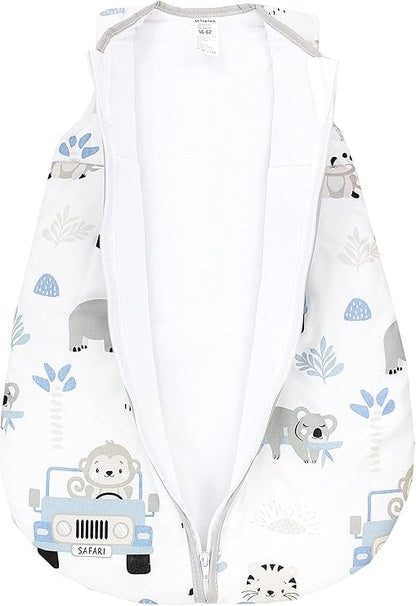 TUPTAM śpiworek całoroczny do spania 2,5TOG rozm. 68-74 biały z wzorem safari, używany