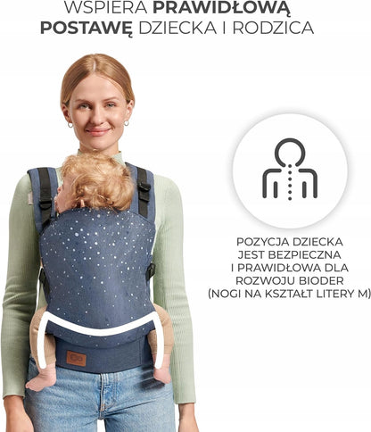 KINDERKRAFT NINO CONFETTI nosidełko ergonomiczne, bezpieczna pozycja M dla dziecka i bioder