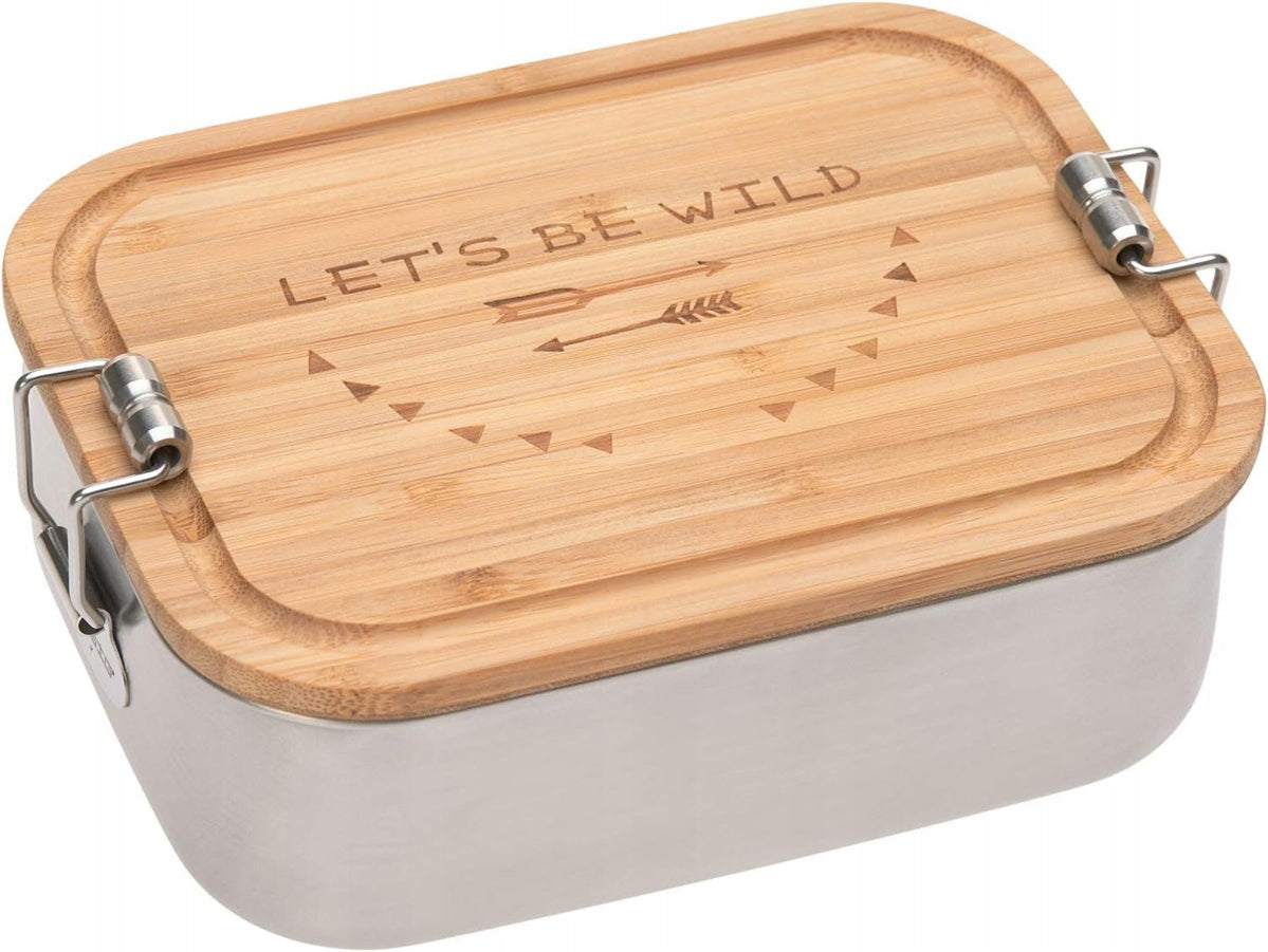 LASSIG Let's Be Wild Edelstahl-Bambus-Brotdose 12,7 x 17,5 cm