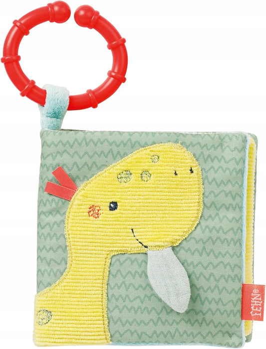 FEHN Happy Dino carte senzorială cu agățătoare 11 x 11 cm