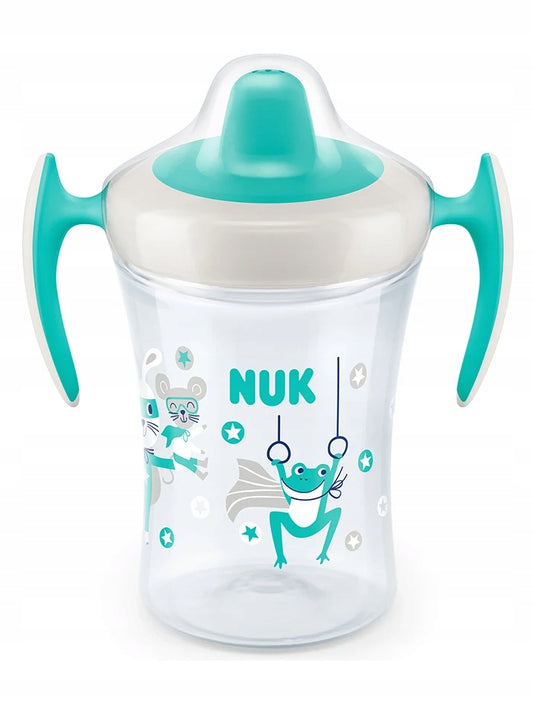 NUK Trainer Cup KUBEK NIEKAPEK żółwie 6 m+ 230 ml, zielony kubek treningowy z uchwytami i delikatnym ustnikiem