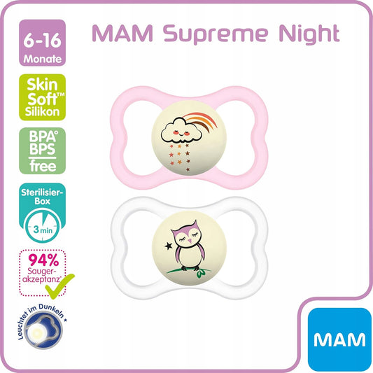 MAM SUPREME NIGHT silikonový dudlík 6-16 měsíců