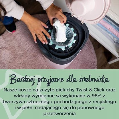 TOMMEE TIPPEE Twist&Click kosz na pieluchy z wkładem, ekologiczny system do higienicznego usuwania zużytych pieluch