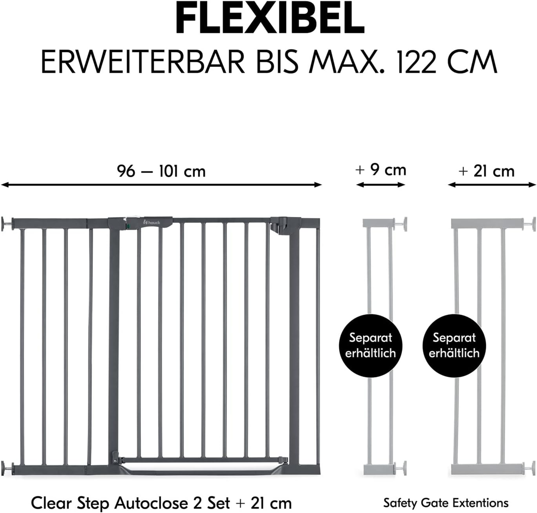 HAUCK Clear Step Treppenschutzgitter, schraubloses Montage, 96-101