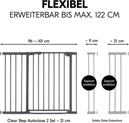 HAUCK Clear Step Treppenschutzgitter, schraubloses Montage, 96-101
