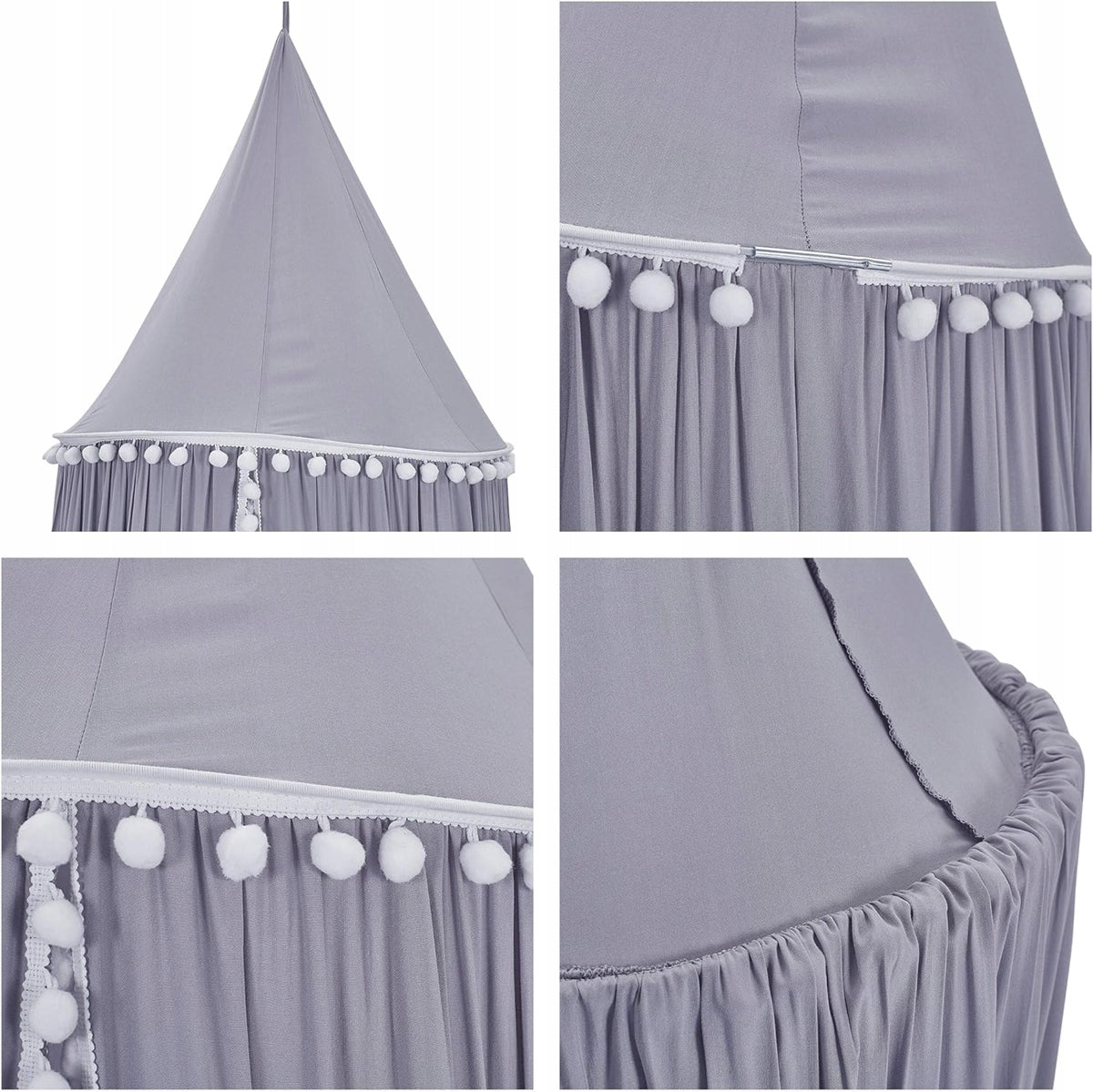 HIMMELBETT-BALDACHIN für ein Gestell mit Pompons 240cm