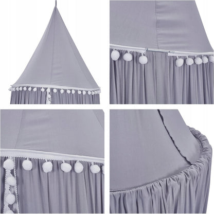 HIMMELBETT-BALDACHIN für ein Gestell mit Pompons 240cm