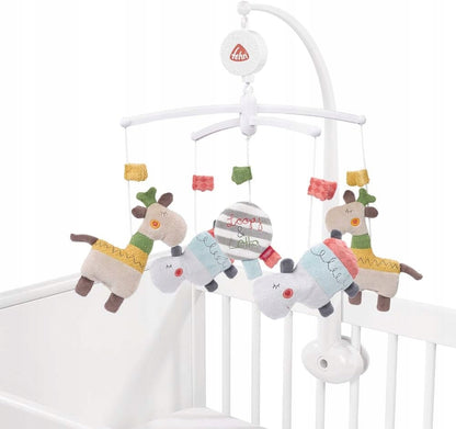 FEHN Loopy&Lotta KARUZELA do łóżeczka wielokolorowa z pluszowymi zwierzątkami dla niemowląt 0-5 m