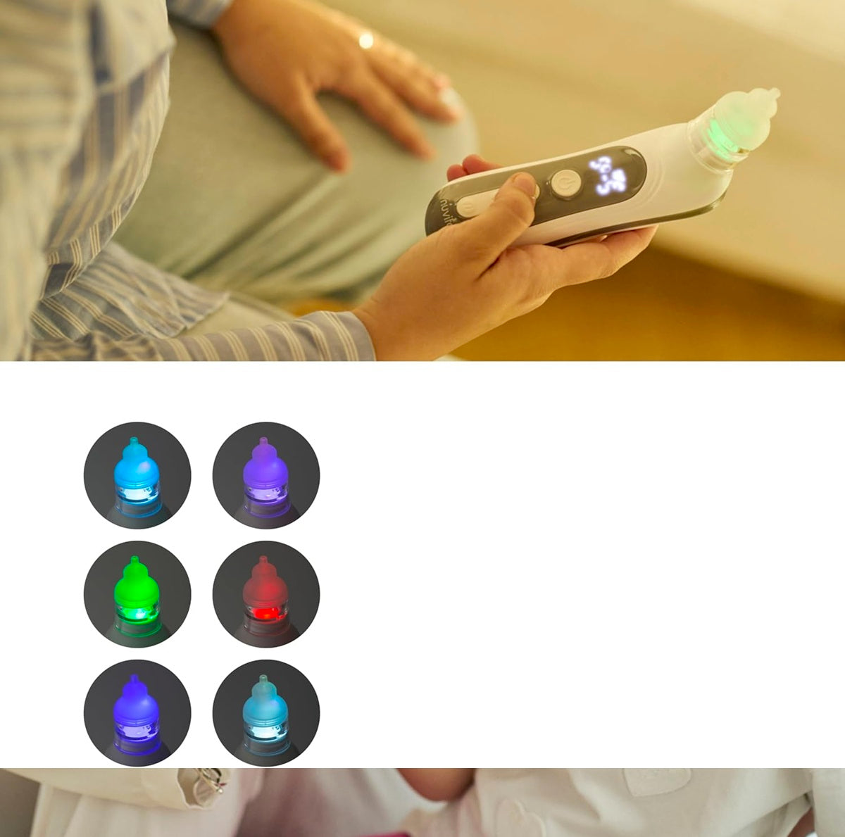 NUVITA Nasensauger mit Licht und Musik + 3 Aufsätze, Etui und Pinzette