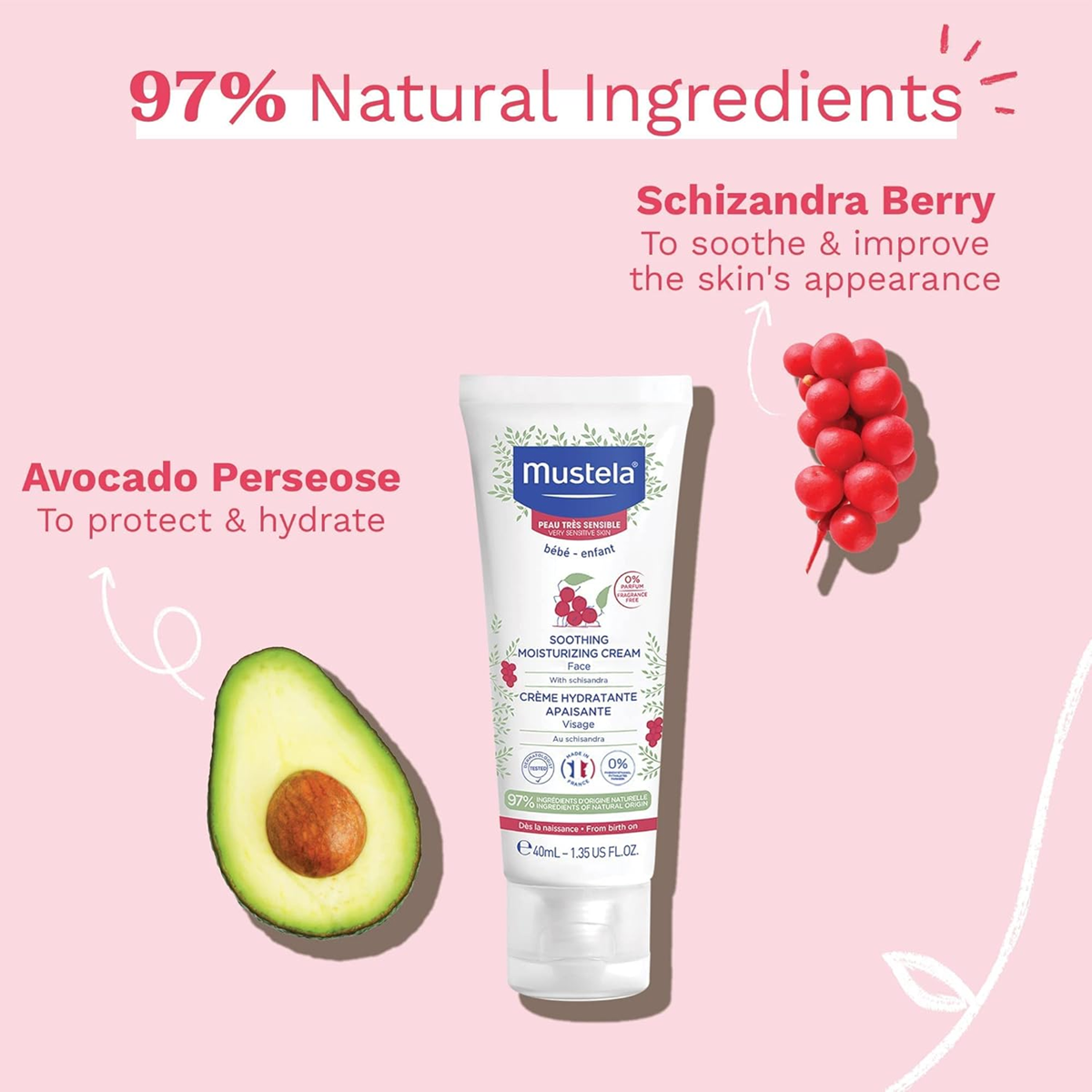 MUSTELA Feuchtigkeitsspendende Gesichtscreme für sehr empfindliche Haut 40 ml