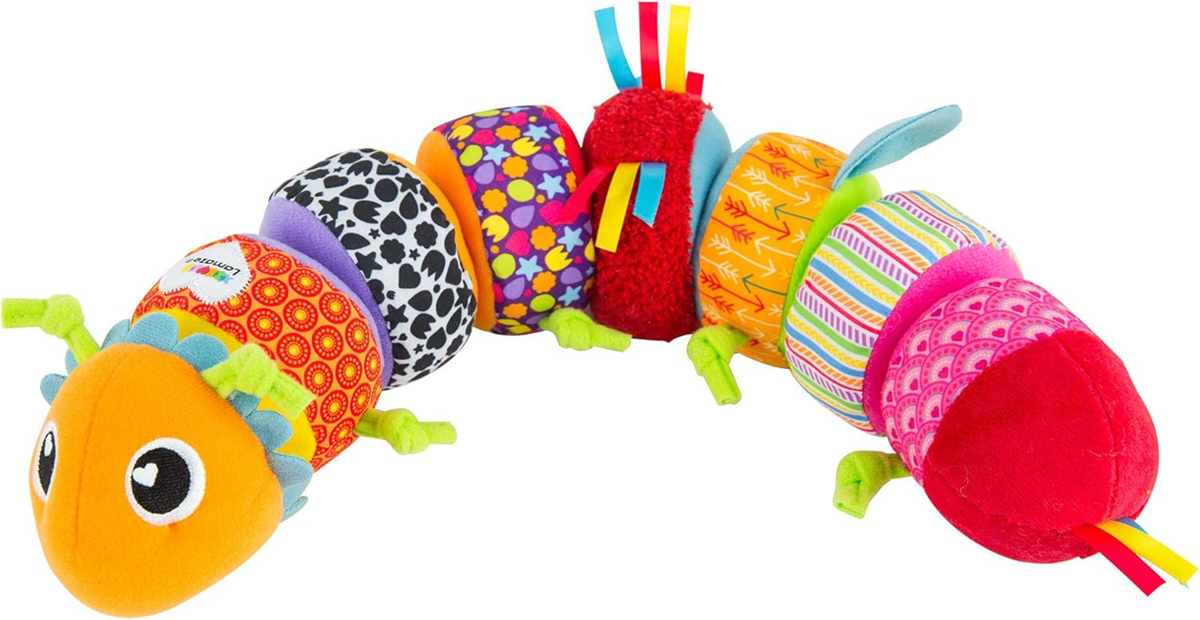 LAMAZE Mix & Match Raupe sensorisch mit Rassel 8-teilig Klettverschluss 44 cm